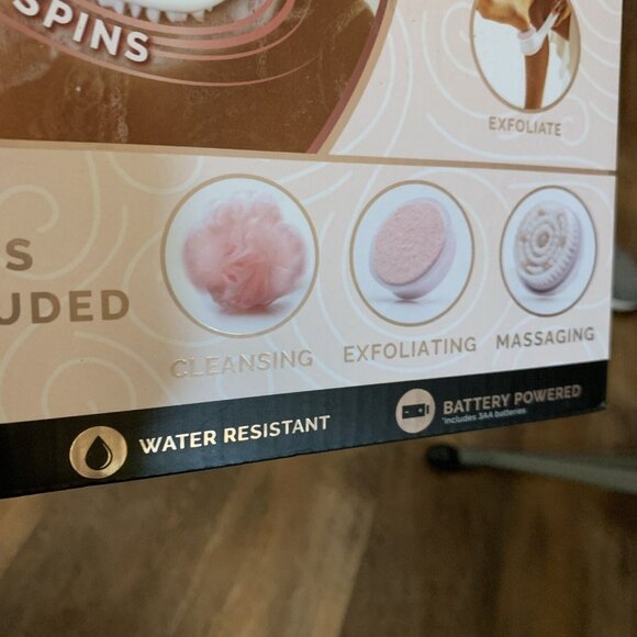 Flawless Cleanse Spa Spinning Shower Brush With 3 Heads NIB - Picture 3 of 8